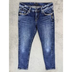 Silver Jeans Womens 26 Blue Denim Medium Wash Mid Rise Boyfriend Stretch